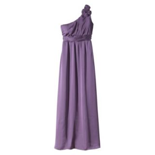 TEVOLIO Womens Satin One Shoulder Rosette Maxi Dress   Plum Spice   14