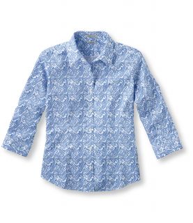 Wrinkle Resistant Pinpoint Oxford Shirt, Three Quarter Sleeve Paisley Misses Petite