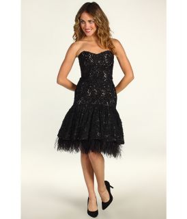 Badgley Mischka Drop Waist Embroidered Lace Cocktail Dress Womens Dress (Black)