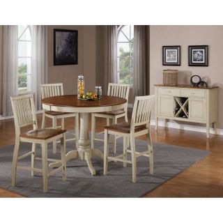 Steve Silver Candice Counter Height Two Tone Round Dining Table Oak / White  