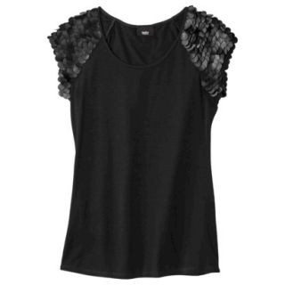 Mossimo Womens Faux Leather Disc Tee   Black L