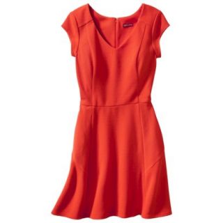 Merona Womens Textured Cap Sleeve Fit and Flare Dress   Hot Orange   L