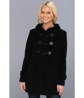 Cole Haan Wool Plush Hooded Toggle Coat Womens Coat (Black)