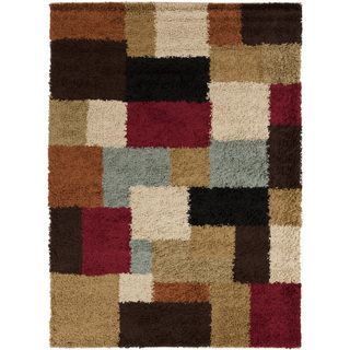 Meticulously Woven Contemporary Cali Multi Colored Geometric Shag Rug (710 X 910)