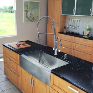 Vigo Industries VG15205 Kitchen Sink Set, All In One 33 Farmhouse Sink amp; Faucet Stainless Steel/Chrome