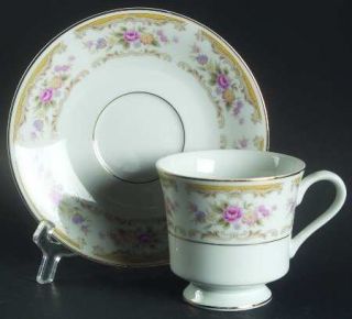 Montgomery Ward Chippendale Footed Cup & Saucer Set, Fine China Dinnerware   Flo