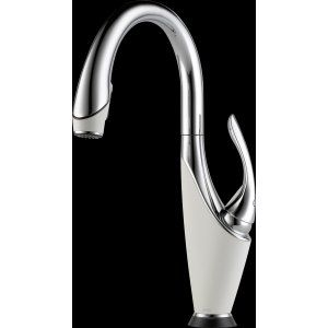 Delta Faucet 64355LF PCMW Vuelo Single Handle Pull Down Kitchen Faucet  with Sma