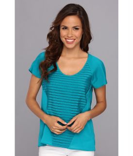 Calvin Klein S/S Stripe Combo Top Womens Short Sleeve Pullover (Green)