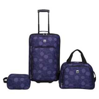 Skyline 3 Piece Luggage Set   Purple Dots Print