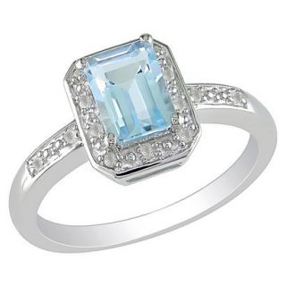 1 1/5 Carat Sky Blue Topaz and Diamond Accent Ring in Sterling Silver, HIJ