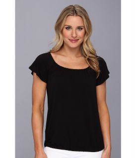 Tommy Bahama Tambour Blouson Top Womens Short Sleeve Pullover (Black)