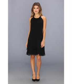Vince Camuto Fringe Skirt Halter Dress Womens Dress (Black)