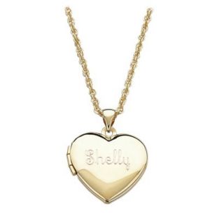 Personalized Gold Plated Heart Engraved Locket Pendant