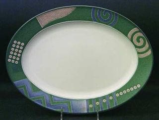 Mikasa Life Style 15 Oval Serving Platter, Fine China Dinnerware   Intaglio,Tan