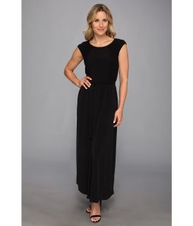 Calvin Klein Cap Sleeve Maxi Dress w/ Lace Womens Dress (Black)