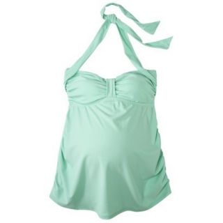 Womens Maternity Cinched Halter Tankini Swim Top   Mint Green S