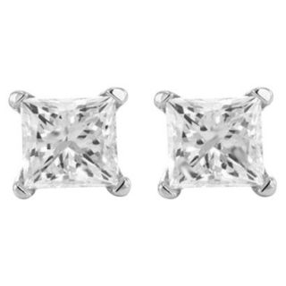 1/4 CT.T.W Princess cut Prong Set Diamond Stud Earrings in 14K White Gold (HI 