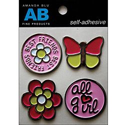 Amanda Blu Girl Stickers Painted Tin Embellishments