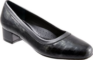 Womens Trotters Dora Croco   Black Croco Patent Leather Casual Shoes