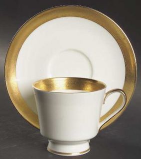 Mikasa Harrow Footed Cup & Saucer Set, Fine China Dinnerware   Bone China, Gold