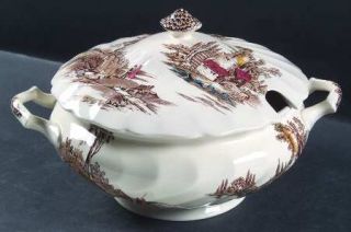 Johnson Brothers Old Mill, The Brown/Multicolor Tureen &  Lid, Fine China Dinner