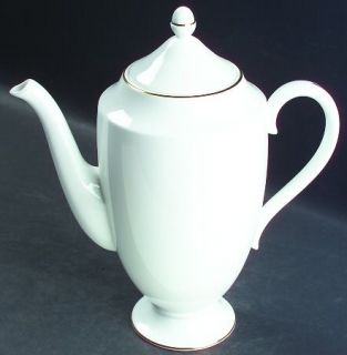 Wedgwood Signet Gold Coffee Pot & Lid, Fine China Dinnerware   White Background,