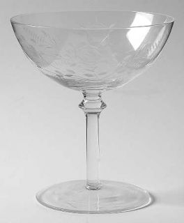 Royal Moselle Rmo1 Champagne/Tall Sherbet   Clear,Gray Cut Rose&Foliage,Wafer St