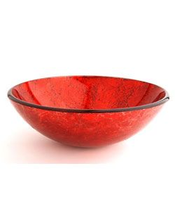 Fontaine Red Foil Glass Vessel Bathroom Sink