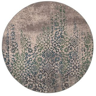 Kaleidoscope Grey/ Blue Polypropylene Rug (78 Round)