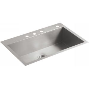 Kohler K 3821 4 Na Vault Vault  large  le kitchen sink with four hole faucet dri