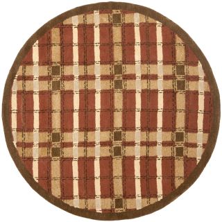 Martha Stewart Colorweave Plaid October Leaf Red Wool/ Viscose Rug (6 Round)