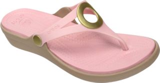 Womens Crocs Sanrah Wedge Flip Flop   Petal Pink/Tumbleweed Casual Shoes