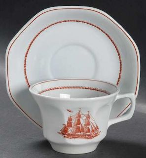 Wedgwood Flying Cloud Rust Flat Cup & Saucer Set, Fine China Dinnerware   Rust S