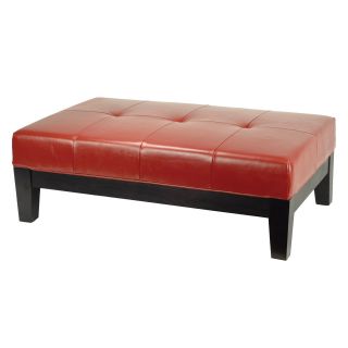 Safavieh Red Bicast Leather Cocktail Ottoman