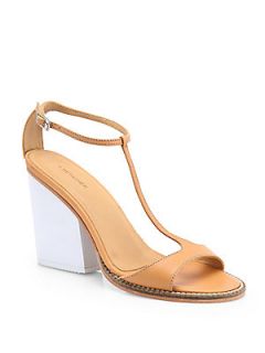 A Detacher Anning Leather T Strap Sandals   Nude