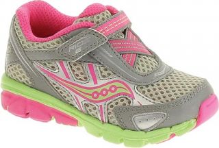 Girls Saucony Baby Ride 6   Grey/Pink/Green Casual Shoes