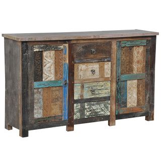Bono Carved 2 Door/ 4 Drawer Buffet (Vintage lime wash colorFeatures two doors and four drawersDimensions 36 inches high x 60 inches wide x 16 inches deep Note This product will be shipped using Threshold delivery. The product will be delivered to your 