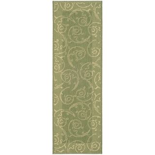 Safavieh Olive/ Natural Indoor/ Outdoor Border Rug (22 X 12)