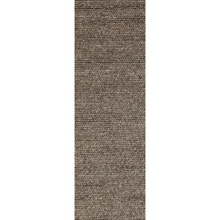 Hand woven Nome Solid Casual Brown Wool Rug (26 X 8)