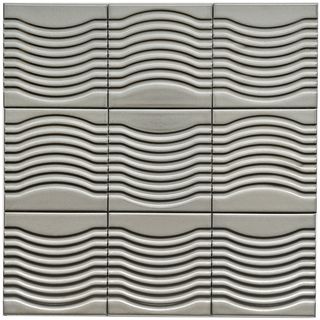Somertile 4x4 in Mercury Metal Wave Porcelain D??cor Tile (pack Of 9)
