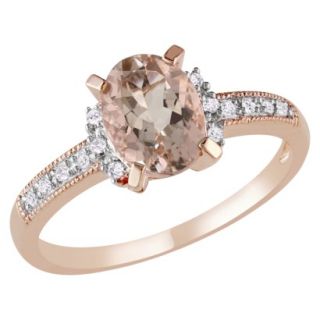 Pink Plated Silver Diamond and 1ct Morganite Ring