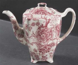 Johnson Brothers English Chippendale Red/Pink Coffee Pot & Lid, Fine China Dinne