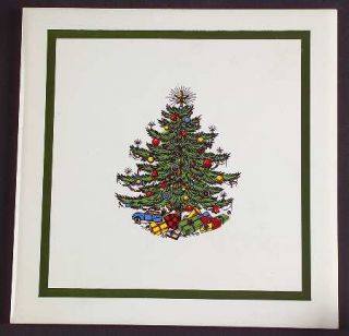 Cuthbertson Christmas Tree (Narrow Green Band,Cream) Square Tea Tile, Fine China