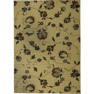 Oriental Swirls Non skid Rubber Backing Natural Area Rug (5 X 7)