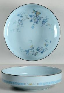Noritake Peonia Blue Coupe Soup Bowl, Fine China Dinnerware   Blue,Yellow Flower