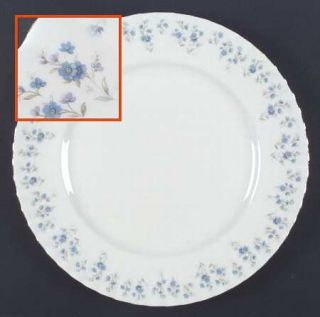 Royal Albert Memory Lane Dinner Plate, Fine China Dinnerware   Blue Flower Sprig