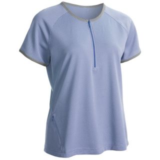 Woolrich Garnet Peak Henley Shirt   UPF 30+  Zip Neck  Short Sleeve (For Women)   HEATHER (M )