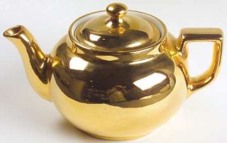 Hall Golden Glo Teapot & Lid, Fine China Dinnerware   All Gold