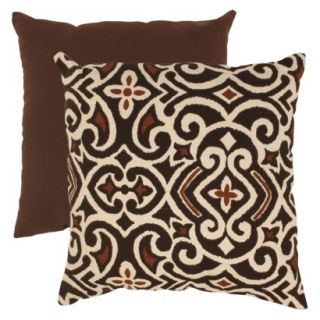 Damask Square Toss Pillow   Brown/Beige (18x18)