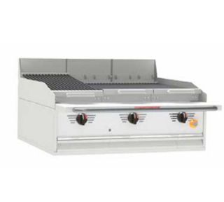 Magikitchn 36 in Radiant Counter Charbroiler w/ 12 Burner EZ Tilt to Front Grease Trough LP